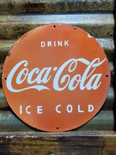 VINTAGE COCA COLA PORCELAIN SIGN COKE BEVERAGE ICE COLD SODA POP DRINK STORE 12