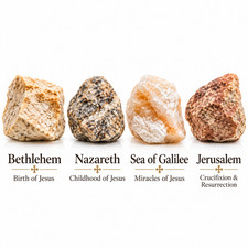 Holy Land Stones Set of 4 Jerusalem Bethlehem Nazareth Sea of Galilee Christian picture