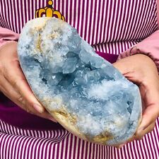 5.45 LB Natural Blue Celestite Crystal Geode Cave Mineral Specimen - Madagascar picture