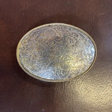 Vintage Montana Silversmiths Belt Buckle Floral Engraved Western 4x3 picture
