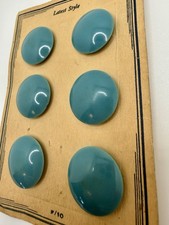Vintage Turquoise Bakelite Buttons Set of 6 on Original Card Tested 1930s 40s picture