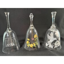 Vintage Avon 24% Lead Crystal Bell Set of 3 Hand Cut Crystal Bells Hummingbird picture