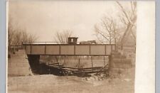 RFD MAIL WAGON ON STEEL BRIDGE OVER CREEK real photo postcard rppc rural carrier picture