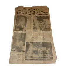 Vintage July 21 1969 The Denver Post Apollo 11 Moon Landing Newspaper Original picture