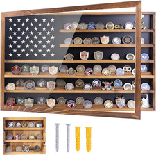 Challenge Coin Display Case – Large Horizontal Wall Mounted Cabinet with Acrylic picture