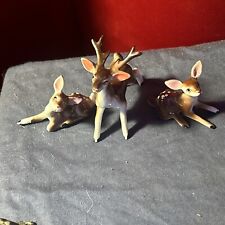 Vintage Set Of 3 Miniature Bone China Deer Figurines Buck and Fawns Shiken Japan picture