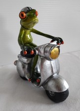 Cute Vintage Resin Frog Riding Moped Scooter Figurine picture