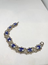 Delft Sterling Silver Hand Painted Holland Windmill Bracelet 14g 925 7 3/8” picture