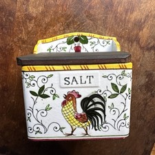 Early provincial roosters and roses Wall Mount Salt Box picture
