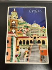 A Fusco Amalfi Italy Hand Painted Ceramic Tile Wall Plaque Cathedral 8” picture
