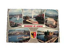 Geneva Switzerland, Vintage Postcard Le Jet d'Eau 5 Views 1965 picture