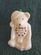 Vintage Belleek Ireland Porcelain Bear/Bell Ornament 1999 picture