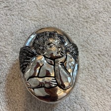 VTG Rare Godinger Silverplate Cherub Angel Musical Trinket Jewelry Keepsake Box picture