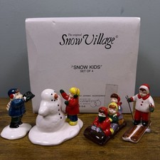 Department 56 Original Snow Village Snow Kids Set Of 4 5113-6 With Box Complete picture
