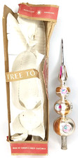 Vintage 1950s 9 Indent Glass Spire Top Christmas Tree Topper With Original Box picture