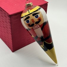 Vintage 1999 FIGI Inside Art Nutcracker Reverse Painted Glass Ornament Box picture