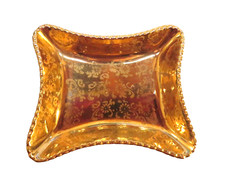 Le Mieux 24K Gold Plated Square Dish Tray Plate Floral Trinket Porcelain Vintage picture