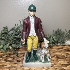 Vintage Taiwan Porcelain Huntsman Hunting Dog Figurine Equestrian 8.75” picture