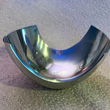 Michael Lax Polished ML-6017 Silver Tone Metal Modern Abstract Decorative Bowl picture