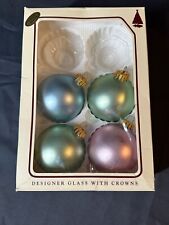 Vintage Christmas by Krebs Glass Ornaments Pastel Pearls Set 4 Pink Green Blue picture
