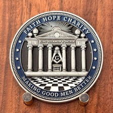 Lexington Memorial Lodge 473 Masonic Challenge Coin  M#21 picture