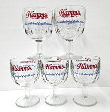 Vintage Hamm's Beer Pedestal Glassware Thumbprint Goblet Set Of 5 (A7) picture