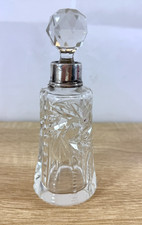Antique Sterling Silver Collar Cut Glass Scent Perfume Bottle Hallmarked c1915 picture