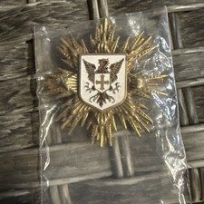 Heraldic Order of the White Eagle Brooch Badge Gilt Brass Pin Vintage Rare picture
