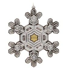 Gorham 1988 Sterling Silver Gold Christmas Ornament Snowflake 925 Vintage Decor picture