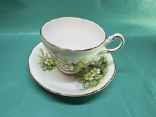 Regency Bone China Cup Saucer Yellow Primrose Flowers Gold Trim England picture