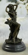 Handcrafted Art Nouveau Sexy Maiden with Bunch of Roses Flower Bronze Statue NR picture