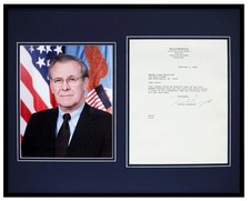 Donald Rumsfeld Signed Typed 1988 Letter & Photo Display Framed 16x20 picture