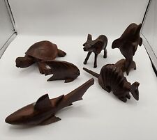 VINTAGE Mexican Ironwood Hand Carved Animals Old 6 Different Animals Turtle Etc picture