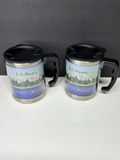 Set of (2) L.L.BEAN Coffee/Tea Travel Mugs With Lids Open Box. Never Used picture