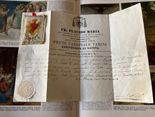 RARE ANCIENT Religious Manuscript document with Jesus Sacre Heart : Italy - 1839 picture