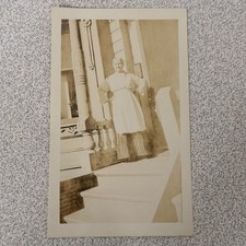 Woman Portrait Edwardian Era Snapshot Photograph Porch Steps Vernacular picture