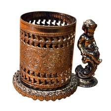 Vintage Victorian Rococo Cherub Match Holder Figural Metal Tobacciana Smoking picture