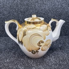 Dulevo Russian Lg Tea Pot Vintage Gold Gilding The Body Lid And Spout And Handle picture