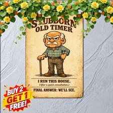 Grumpy Old Man Grandpa Metal Sign Vintage Senior Citizen Wall Decor Plaque 8x12 picture