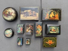 Vintage Lacquer Box Collection – Mstera, Fedoskino, Palekh – Hand Painted picture