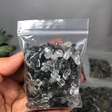 100g Natural Black hair crystal gravel reiki healing fish tank decorations A6223 picture