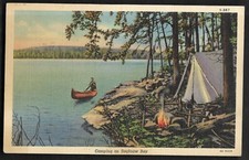 pk02586:Postcard-Vintage View Camping on Saginaw Bay,Michigan picture