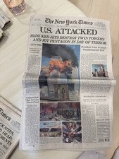 9/11 New York Times Newspaper 9/12 & 9/13 picture