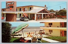 1950s Ormand Beach Fla  Jamaican Beach Motel and a Porsche 356 A  UNP Postcard picture