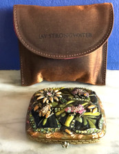Stunning Jay Strongwater Enameled Swarovski Crystal Frog Compact Mirror W/ Case picture