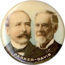Original 1904 Alton PARKER Henry DAVIS Chromo Jugate Button picture