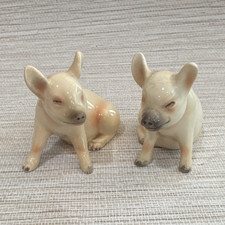 Porcelain Pig Figurine Pair Collectible Animal Porcelain Pig Figurines picture