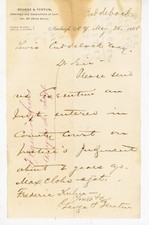1868 Newburgh NY Legal Letter George & Fenton Attorneys to Lewis Cuddeback Law picture