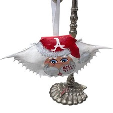 Hand-Painted Crab Shell Alabama Crimson Tide Santa Claus Ornament 7