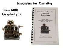 Instructions For Operating Class 6100 Graphotype Owners MANUAL picture